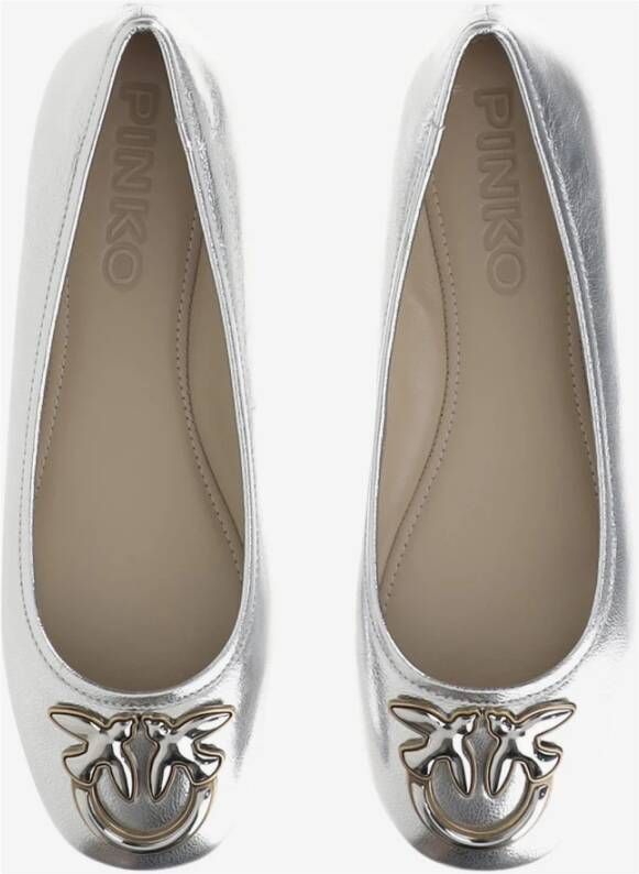 pinko Gelamineerde leren balletflats Love Birds Gray Dames