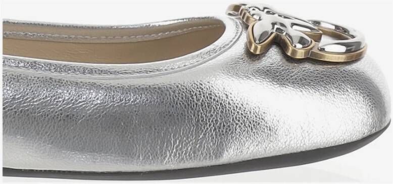 pinko Gelamineerde leren balletflats Love Birds Gray Dames