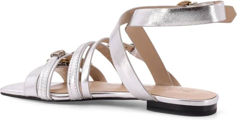 pinko Gelamineerde leren sandalen met verstelbare bandjes Gray Dames