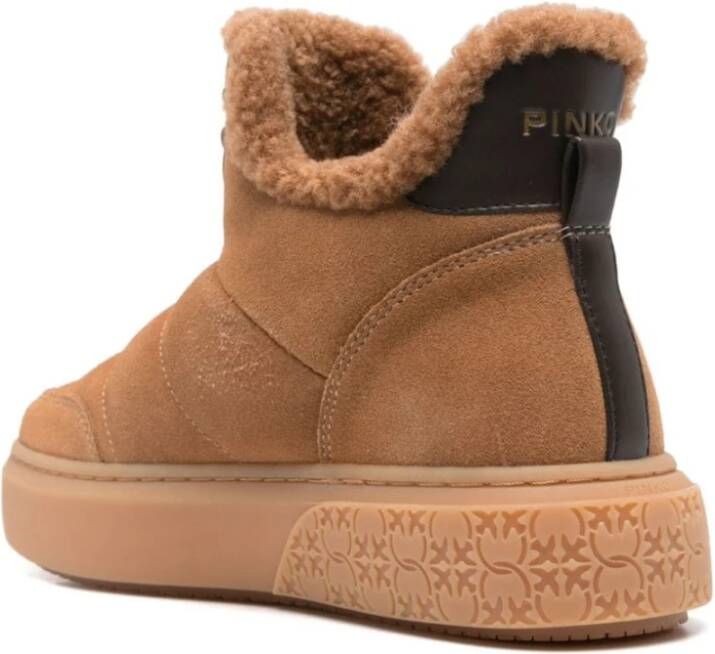 pinko Gestikte Instaplaarzen met Shearling Voering Brown Dames