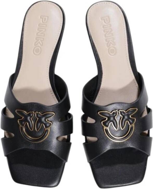 pinko Gevlochten Leren Sandalen Black Dames