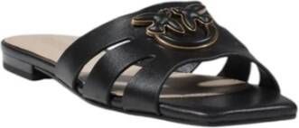 pinko Gevlochten Leren Sandalen Black Dames