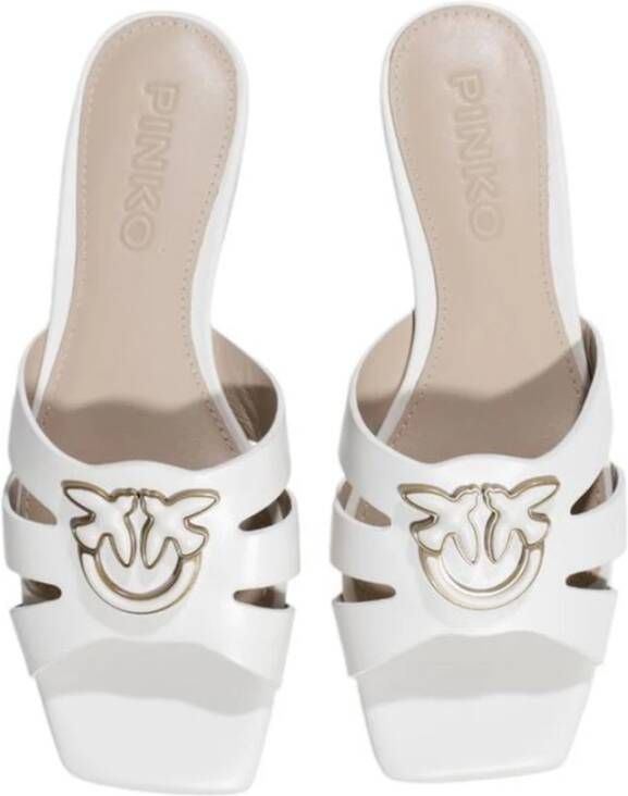 pinko Gevlochten Leren Sandalen White Dames