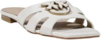 pinko Gevlochten Leren Sandalen White Dames