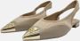 Pinko Leren Dames Sandalen Lente Zomer Collectie Beige Dames - Thumbnail 7