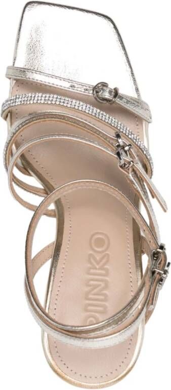 pinko Gouden Kristal Stiletto Platte Schoenen Yellow Dames