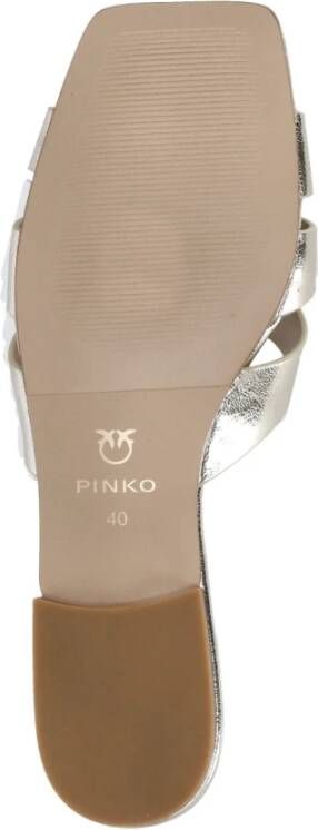 pinko Gouden Leren Love Birds Sandalen Yellow Dames