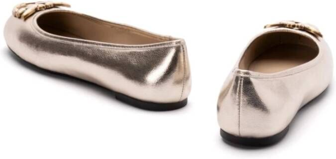 pinko Gouden Platte Schoenen met Logo Binnenzool Gray Dames