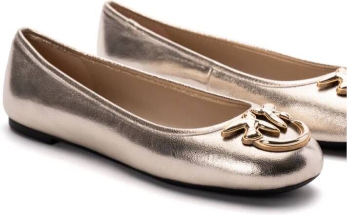 pinko Gouden Platte Schoenen met Logo Binnenzool Gray Dames