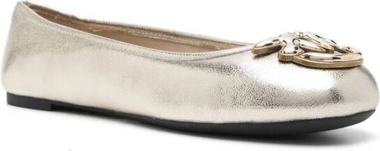 pinko Goudkleurige platte zool schoenen Gray Dames