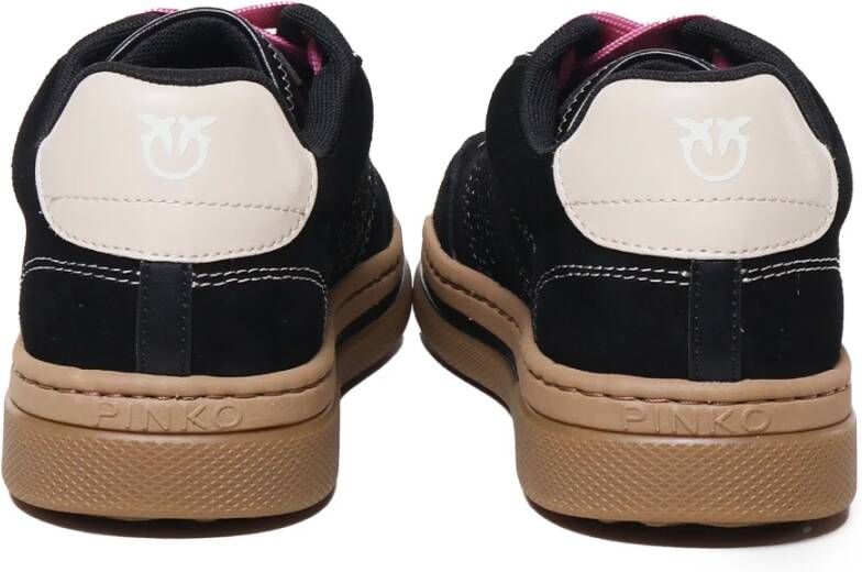 pinko Kleurrijke Veters Geborduurde Sneakers Zwart Black Dames