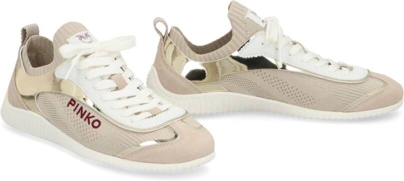 pinko Lage sneakers met suède inzetstukken Beige Dames