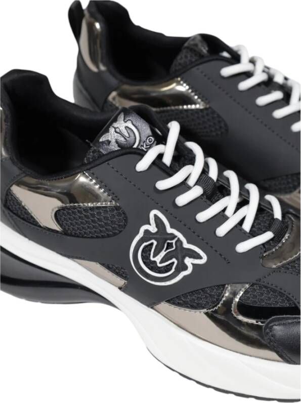 pinko Leren Damessneakers Lente Zomer Collectie Black Dames