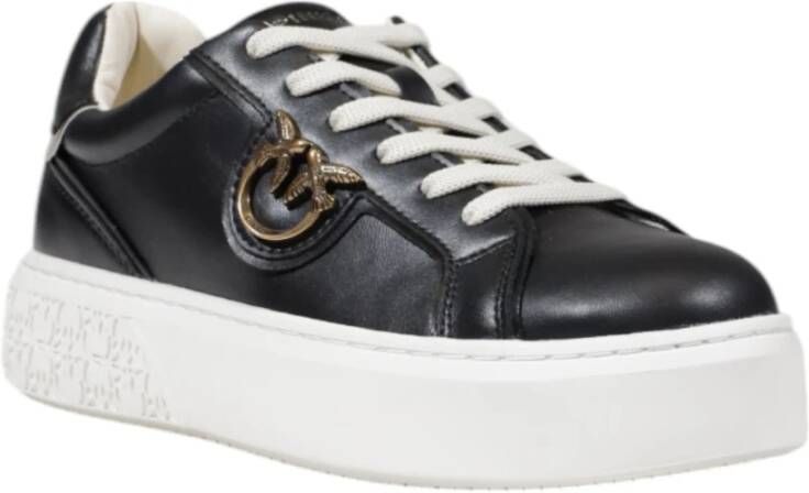 pinko Leren Damessneakers Lente Zomer Collectie Black Dames