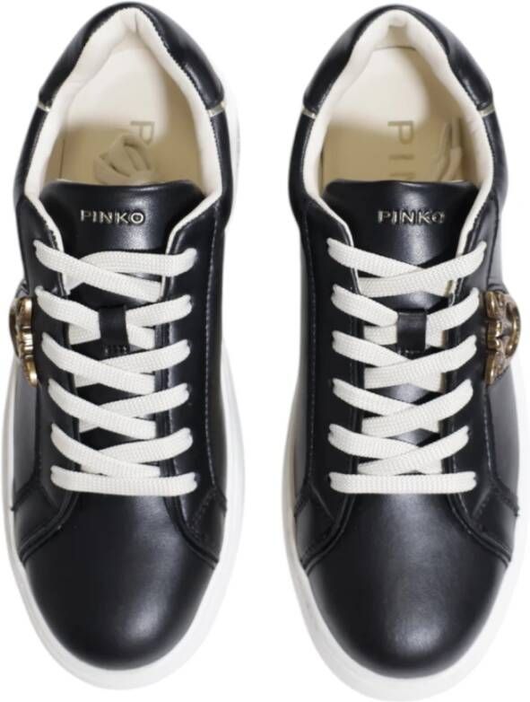 pinko Leren Damessneakers Lente Zomer Collectie Black Dames