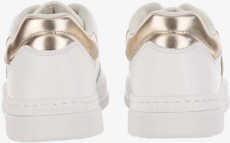 pinko Leren Love Birds Sneakers Wit Goud White Dames