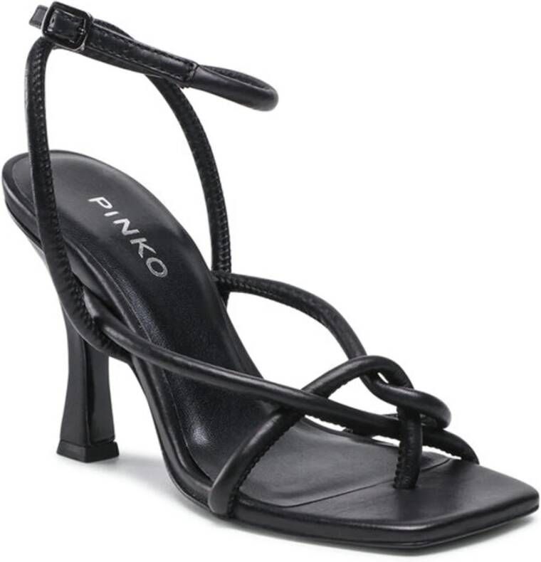 pinko Leren sandaal met 9 cm hak Black Dames