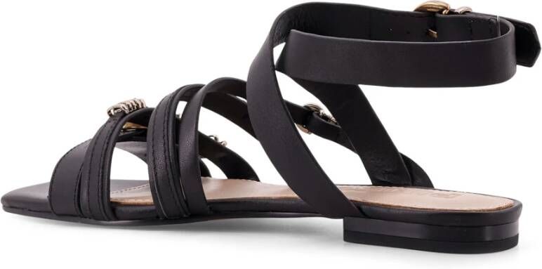 pinko Leren sandalen met verstelbare bandjes Black Dames