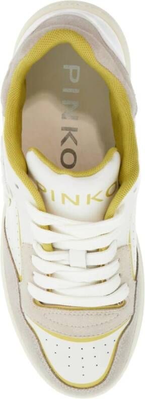 pinko Leren sneakers met limedetails voor vrouwen White Dames