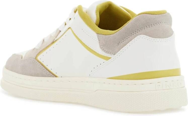 pinko Leren sneakers met limedetails voor vrouwen White Dames