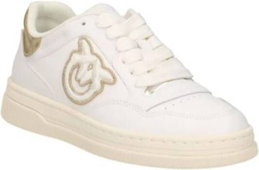 pinko Leren Sneakers met Platinainzetstukken White Dames