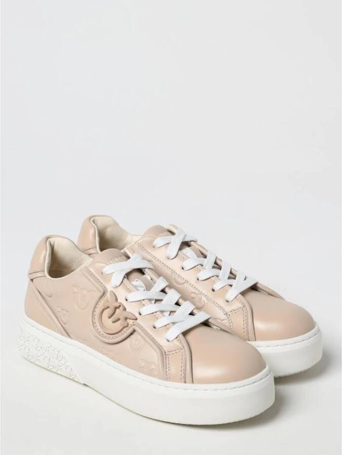 pinko Leren Sneakers Yoko 06 Beige Dames