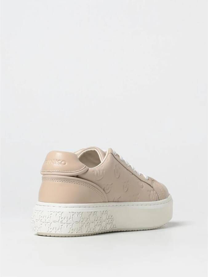 pinko Leren Sneakers Yoko 06 Beige Dames