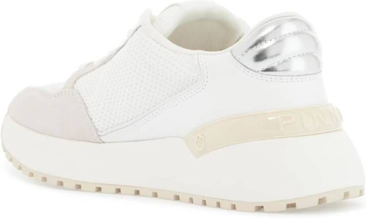 pinko Love Birds Leren Sneakers met Mesh White Dames