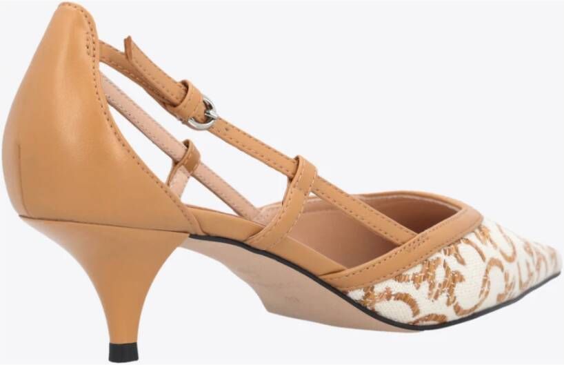 pinko Love Birds Monogram Jacquard Pumps Beige Dames