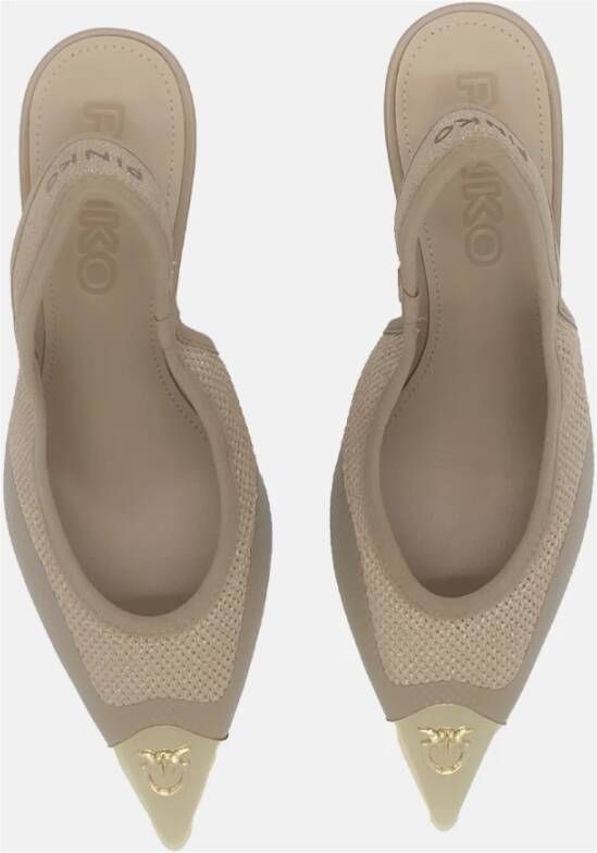 pinko Lurex Gebreide Slingback Schoenen Beige Dames