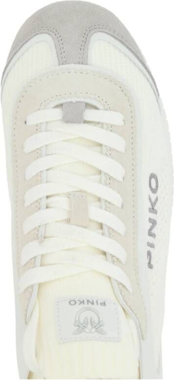 pinko Melk Gebreid en Suède Sneakers White Dames