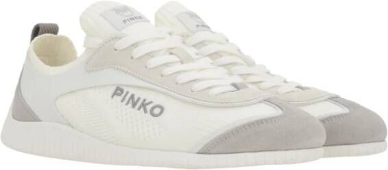 pinko Melk Gebreid en Suède Sneakers White Dames