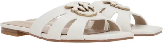 pinko Melk Runderleren Sandalen White Dames