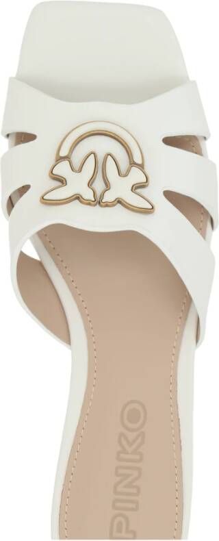 pinko Melk Runderleren Sandalen White Dames