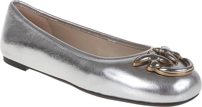 pinko Metallic Ballerina's met Love Birds Logo Gray Dames