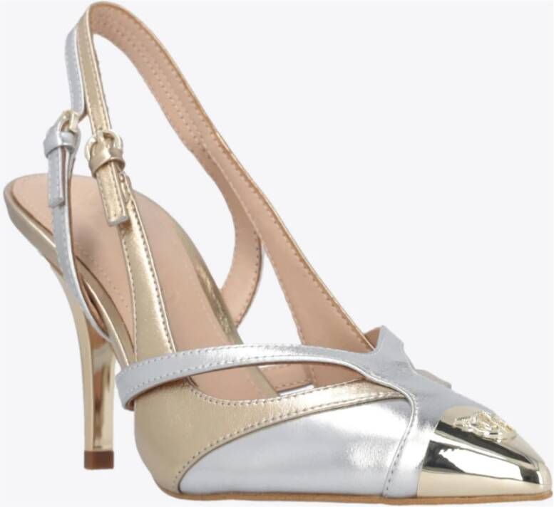 pinko Metallic Hoge Hakken Pumps met Love Birds Detail Yellow Dames