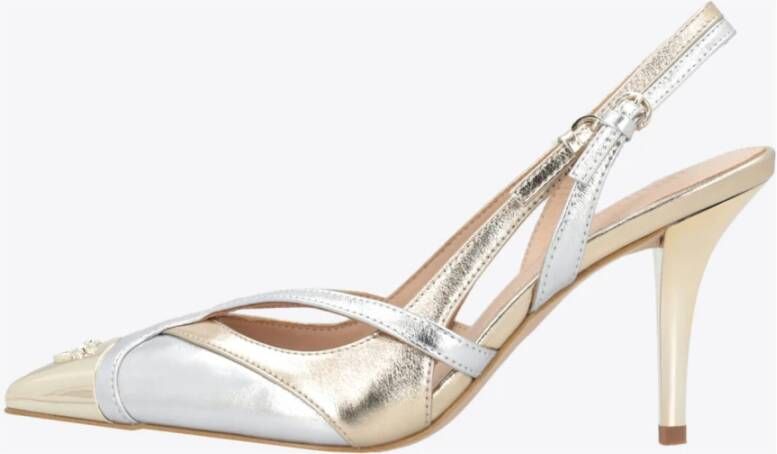 pinko Metallic Hoge Hakken Pumps met Love Birds Detail Yellow Dames