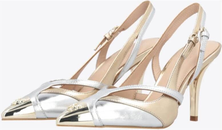 pinko Metallic Hoge Hakken Pumps met Love Birds Detail Yellow Dames