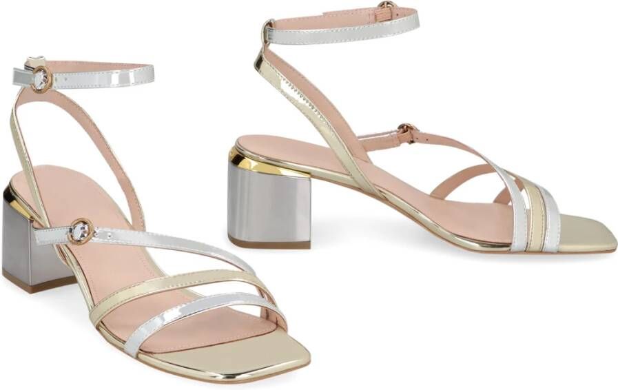 pinko Metallic Patent Leren Sandalen Gray Dames