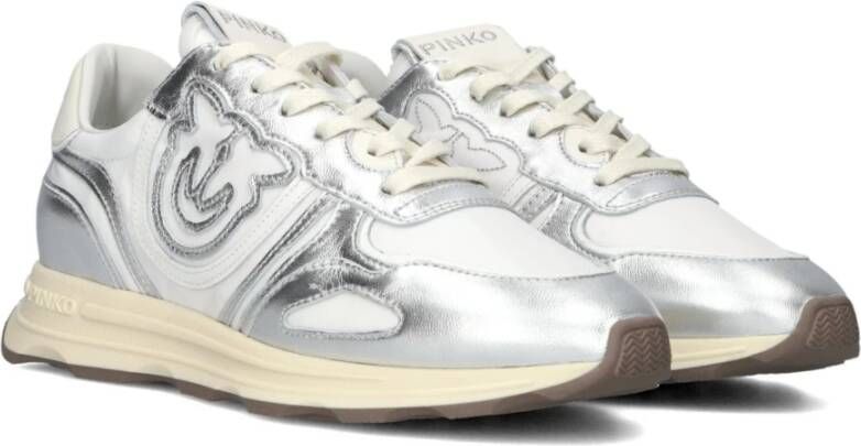 pinko Metallic Zilver Lage Sneakers Gray Dames