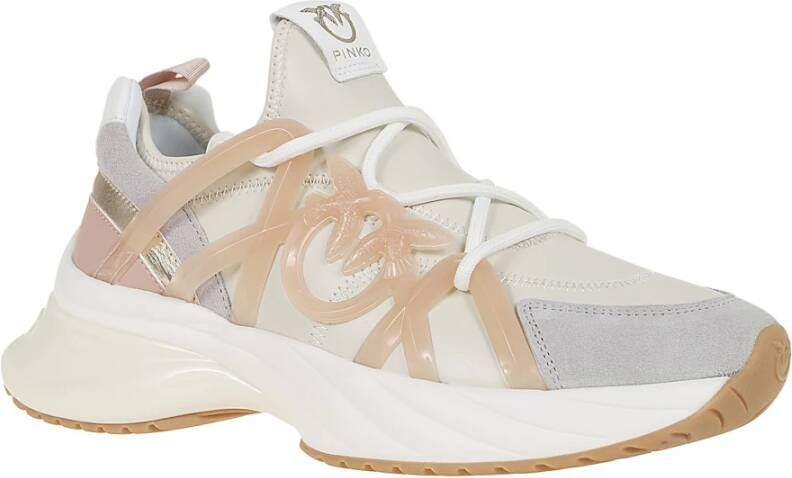 pinko Nude Neutrale Leren Sneakers Aw24 Multicolor Dames