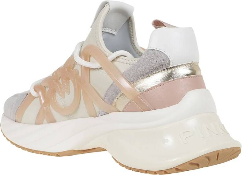 pinko Nude Neutrale Leren Sneakers Aw24 Multicolor Dames