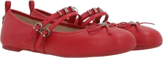 pinko Rode platte schoenen van geitenleer Red Dames