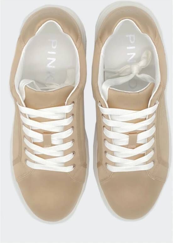 pinko Sneaker in Satin Corda Stijl Beige Dames