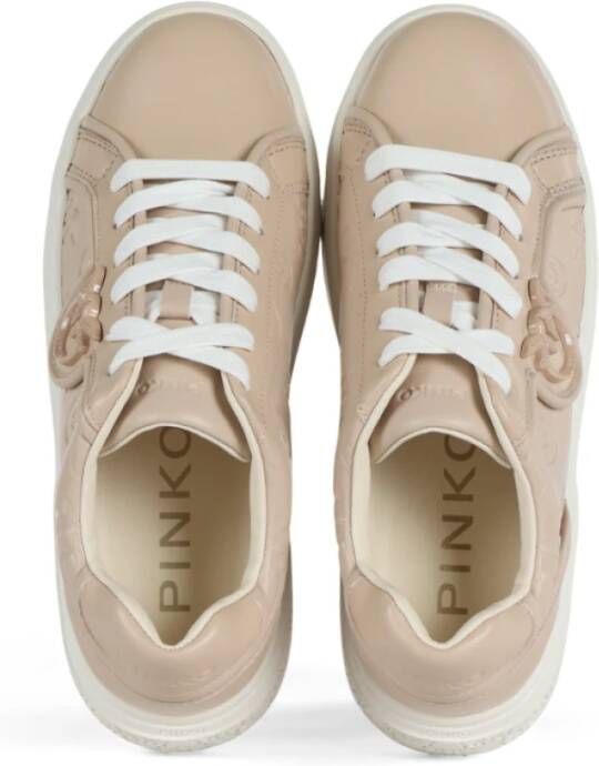 pinko Sneakers van geperst leer met Love Birds Beige Dames