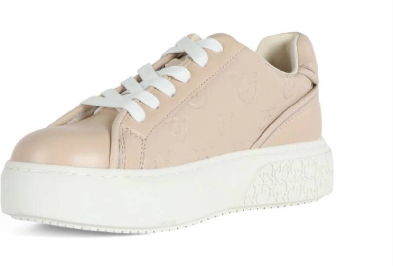 pinko Sneakers van geperst leer met Love Birds Beige Dames