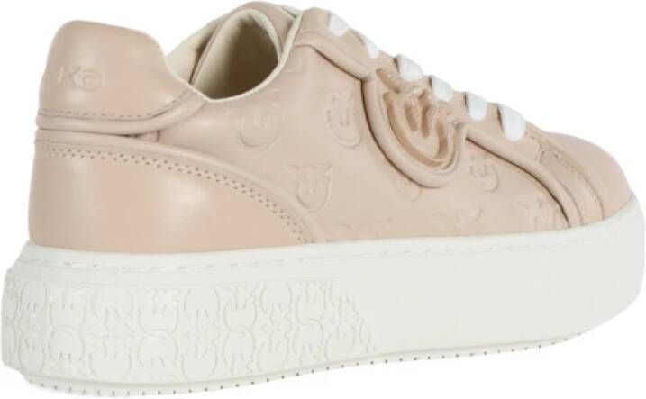 pinko Sneakers van geperst leer met Love Birds Beige Dames