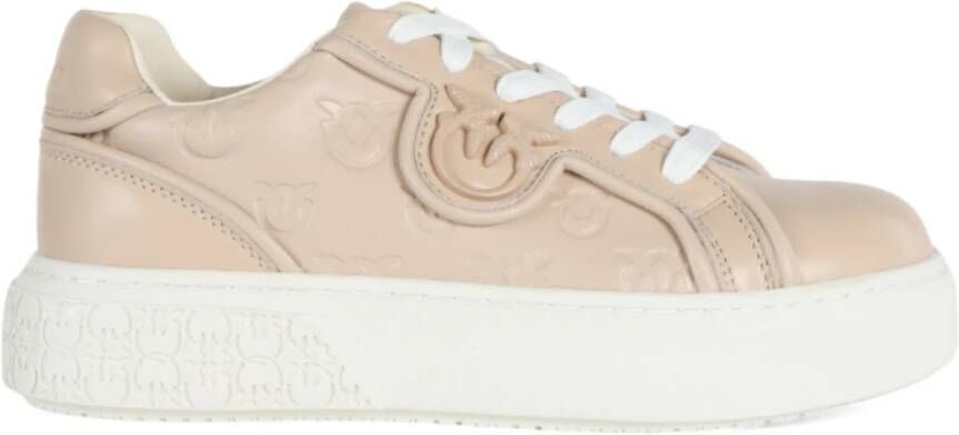 pinko Sneakers van geperst leer met Love Birds Beige Dames