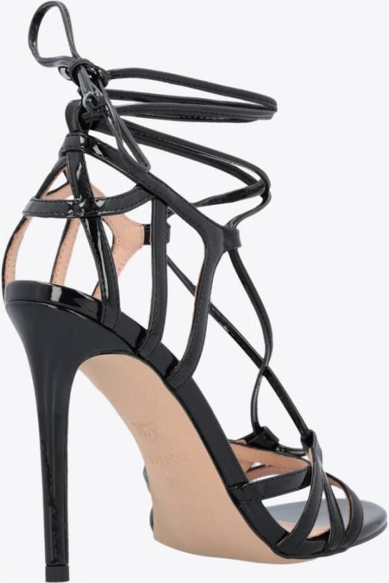 pinko Spiegelende Leren Sandalen Black Dames