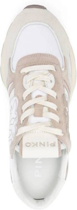 pinko Witte Leren Sneakers met Suède Inzetstukken White Dames